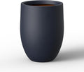 Kante 11.8 Inch Tall Concrete Planter, Large Indoor Outdoor Plant Pot with Drainage, Smooth Charcoal Finish with Painted Interior, Ideal for Porch, Home, Garden, Patio