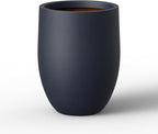 Kante 11.8 Inch Tall Concrete Planter, Large Indoor Outdoor Plant Pot with Drainage, Smooth Charcoal Finish with Painted Interior, Ideal for Porch, Home, Garden, Patio