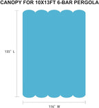 Pergola Shade Cover Replacement Canopy Top Compatible with 10 X 13 ft 6-Bar Pergola Frames - Turquoise Blue (Canopy Size 116" W x 135" L, Canopy Top Only)