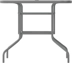 Flash Furniture Tory 31.5" x 55" Rectangular Tempered Glass Metal Table with Umbrella Hole, Silver