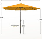 MEWAY 9ft Patio Umbrella Outdoor Table Umbrellas with Push Button Tilt and Crank, Market Umbrella 8 Sturdy Ribs for Deck, Garden, Pool and Backyard, Sun Orange