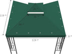Sumfaller 10x10 FT Gazebo Replacement Canopy Top Double Tiered Canopy Top for Outdoor BBQ Roof Cover Grill Shelter (Green)