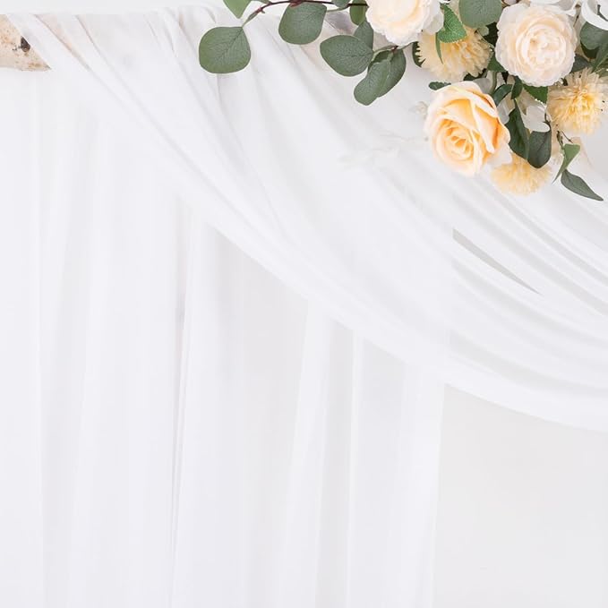 Outdoor Curtains: White Sheer Chiffon Arch Drapes, 4 Panels at 29 x 20 Ft