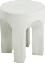 Christopher Knight Home Ottilie Outdoor Side Table, Lightweight Concrete Garden Stool with Four Legs Shaped, Decorative Accent Table Patio End Table for Patio Balcony Beach Pool Side, Antique White