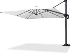 PURPLE LEAF 8' X 8' Patio Umbrella with Steel Plate Base for Pool 7' High Offset Outdoor Cantilever Umbrella Swimming Pool Umbrella with 360°Rotation for Poolside White