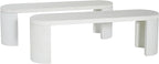 Christopher Knight Home Vex Set of 2 Concrete Outdoor Bench with Modern White Terrazzo Effect, Outdoor Dining Chairs, Oval Garden Bench with Pedestal Base, Extra Seating for Patio/Balcony, White