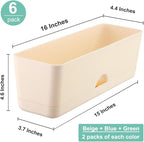 6 Pack Rectangle Planter 16 Inch Window Boxes Planters Rectangular Large Window Sill Planters Indoor Self Watering Plant Pots with Drainage Holes and Saucers Succulent Herb Flower Pots, Macaron Color