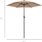 Best Choice Products 7.5ft Heavy-Duty Round Outdoor Market Table Patio Umbrella w/Steel Pole, Push Button Tilt, Easy Crank Lift - Tan