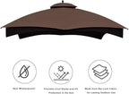 Eurmax USA High Performance Replacement Canopy Top for Lowe's Allen Roth Heavy Duty Gazebo Roof Gazebo Top with Air Vent 10X12 Cover #GF-12S004B-1, Replacement Top Only (Brown)