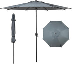 Abba Patio 9FT Lyon Outdoor Patio Umbrella Outdoor Table Umbrella with Push Button Tilt and Crank Market Umbrella 8 Sturdy Ribs UV Protection Waterproof for Garden Deck Backyard Pool Grey