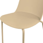 2xhome Modern Stackable Armless Dining Chair | Plastic Shell Seat with Metal Legs | Indoor or Outdoor Use | Home Kitchen Patio, Beige