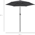 Best Choice Products 7.5ft Heavy-Duty Round Outdoor Market Table Patio Umbrella w/Steel Pole, Push Button Tilt, Easy Crank Lift - Gray