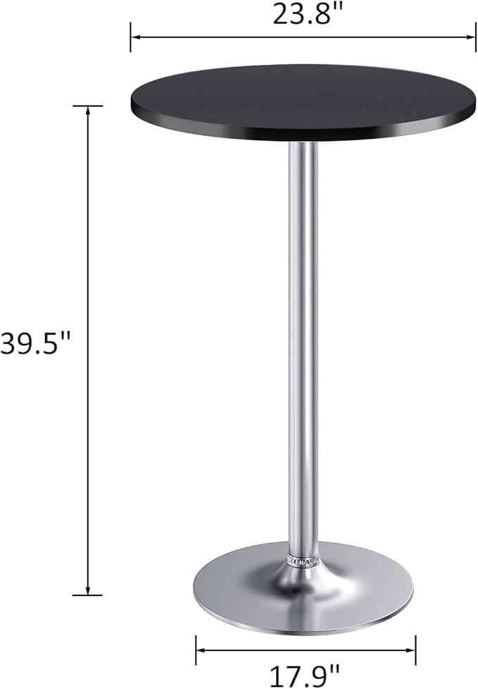 Furmax Bistro Pub Table Round Bar Height Cocktail Table for Home Bar, Small Round Bar Tables for Party, Dining Room, Living Room and Wedding, Metal Base MDF Top Obsidian, 40.6 Inch Height (2, Black-2)
