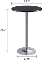 Furmax Bistro Pub Table Round Bar Height Cocktail Table for Home Bar, Small Round Bar Tables for Party, Dining Room, Living Room and Wedding, Metal Base MDF Top Obsidian, 40.6 Inch Height (2, Black-2)