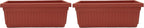 The HC Companies 18 Inch Venetian Rectangular Window Planter Box - Lightweight Plastic Indoor Outdoor Plant Pot with Drainage for Windowsill, Herbs, Flowers, Clay (Pack of 2)