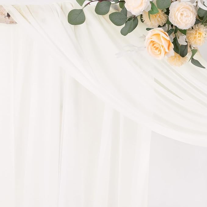 Outdoor Curtains: Ivory Sheer Chiffon Arch Drapes, 4 Panels, 29 x 20 Ft