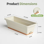 Window Box Planter, 6 Pack Plastic Vegetable Flower Window Planters Boxes 16 Inches Rectangular Flower Pots with Drainage Holes and Saucers (White)