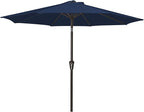 MEWAY 9ft Patio Umbrella Outdoor Table Umbrellas with Push Button Tilt and Crank, Market Umbrella 8 Sturdy Ribs for Deck, Garden, Pool and Backyard, Dark Blue