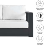 Modway Tahoe Aluminum 3-Piece Outdoor Patio Furniture Gray White, Modular Sectional Sofa Set with Weather-Resistant Cushions, Ideal for Deck, Backyard Poolside
