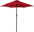 Sunnydaze Outdoor Patio Umbrella - Polyester Table Market Umbrella with Push-Button Tilt and Crank - 6 Sturdy Ribs - Red - 7.5ft