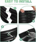 AHEONLAR 3 Pack 6×3×1ft Galvanized Raised Garden Beds, Oval Durable Planter Boxes Outdoor for Vegetables, Fruits, Flowers and Plants, Quick Assembly, Black