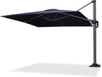 PURPLE LEAF 8' X 8' Patio Umbrella with Steel Plate Base for Pool 7' High Offset Outdoor Cantilever Umbrella Swimming Pool Umbrella with 360°Rotation for Poolside Navy Blue