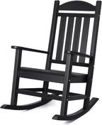 Devoko HDPE Rocking Chair Plastic Outdoor Indoor Patio Rocker Chair High Back All Weather Rocker for Patio Backyard Porch Garden (Black)