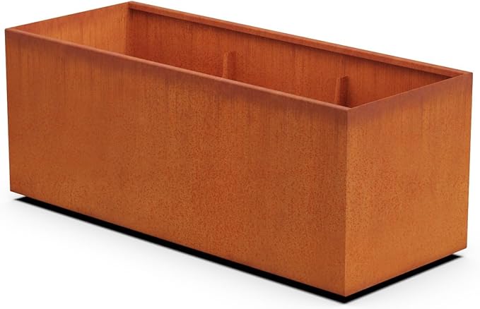 PLANTERCRAFT Large Rectangular Planters for Outdoor Plants | 60x24x24 Extra Large Corten Steel Planter Box | Heavy Duty Metal Planter for Commercial & Residential Landscaping | Arrives Fully Assembled