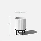 Veradek Demi Series Round Planter w/Stand for Porch/Patio | Durable Plastic-Stone Composite & Wooden Stand | Modern Décor for Tall Plants, Flowers