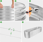 Land Guard 8×2×2ft Galvanized Raised Garden Bed Kit, Raised Garden Boxes Outdoor, Oval Metal Raised Garden Beds for Vegetables, Silver