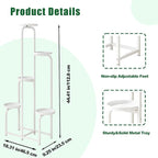 Plant Stand Indoor Outdoor 5 Tier Metal Plant Shelf for Multiple Plants Corner Flower Holders for Living Room Balcony Bedroom Patio Garden, Black (White, 5-Tier)