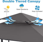 ABCCANOPY 8x5 Grill Gazebo - Outdoor BBQ Canopy Shelter with Led Light for Patio Backyard Grilling (Dark Grey)