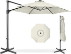 Best Choice Products 10ft Offset Cantilever Hanging Market Patio Umbrella, Smooth 360° Rotation, 8 Sturdy Ribs, Easy Adjustment - Ivory