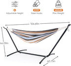 Sweetcrispy Double Hammock with Space Saving Steel Stand Heavy Duty 2 Person Standing Hammocks 450lb Capacity for Outside Garden Yard with Portable Carrying Bag, White