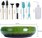 ARTKETTY Large Succulent Pots with Drainage 10 inch Succulent Planters with Planting Tools Set & 2.2lb Mix Pebbles - Ceramic Bonsai Pot for Indoor Succulent Plants Cactus Flower Planter