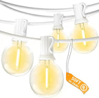 String Lights, Warm White G40 LED, 50 Bulbs, Shatterproof, Outdoor