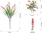 HyeFlora Artificial Fake Flowers Outdoor Plants for Summer Decoration,10 Bundles Faux Plastic Tall Monkey Grass Greenery UV Resistant Realistic Lavender for Home Planter Window Porch Garden-Red