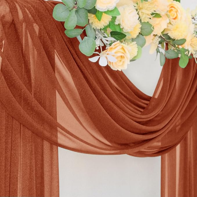 Outdoor Curtain Panel Sheer Chiffon Terracotta 29 x 236 Inch