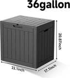 EasyUp 36 Gallon Outdoor Storage Box Waterproof, Resin Outdoor Deck Box, Deck Boxes for Garden Tools Equipment and Cushions (Black)