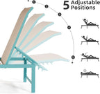 Outdoor Pool Lounge Chairs, Aluminum Patio Lounge Chairs, Five-Position - Image 5