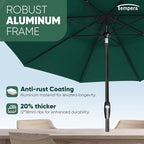 Tempera Patio Market Outdoor Table Umbrella with Auto Tilt and Crank, Large Sun Umbrella with Sturdy Pole & Fade Resistant Canopy, Easy to Set