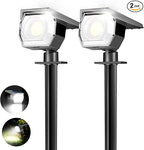 2 Pack Solar Spot Lights Outdoor, Solar Spotlights Outdoor Waterproof 2-in-1 Auto On/Off Landscape Lighting for Outside Yard Wall Garden Pathway