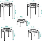 5-Pack Metal Plant Stands for Outdoor Indoor, Anti-Rust Iron Flower Pot Stand, Heavy Duty Plant Pot Shelf for Multiple Plant, Decoration Racks for Home, Patio & Garden (Black)