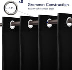PureFit Outdoor Curtains for Patio Waterproof Weatherproof, UV Resistant Outside Curtains for Gazebo, Front Porch, Pergola, Sun Blocking Privacy Curtain, 52W x 108L inch, 1 Panel, Black