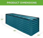 Best Choice Products 8x2x2ft Raised Outdoor Metal Garden Bed, Deep Root Box Planter for Vegetables, Flowers, Herbs, 240 Gallon Capacity, 100% Non Toxic Materials - Peacock Blue