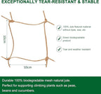 Jute Trellis Netting - Jute Netting for Garden, Heavy Duty Plant Support Netting for Climbing Plants, Cucumber, Vine, Fruits & Vegetables, Climbing Vining Plants (6.6 Ft x 9.8 Ft, 3.9 Inch Squares)