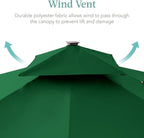 Best Choice Products 10x10ft Cantilever Patio Umbrella w/Base Included, Solar LED Lights 360 Rotation Large Offset Hanging Outdoor Shade for Deck Pool Backyard w/Stand – Green