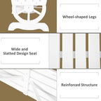 Outsunny 2-Person Wooden Garden Bench, Outdoor Wagon Wheel Porch Bench for Backyard Garden, Support 550 LBS, Rustic Country Style Patio Furniture, White