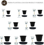 The HC Companies 16 Inch Round Prima Planter - Plastic Plant Pot with Rolled Rim for Indoor Outdoor Plants Flowers Herbs, Black