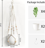 Comtelek 2 Packs Fake Hanging Plant with Pots for Home Decor Artificial Hanging Basket Plants Macrame Plant Hanger with Faux Vines Greenery for Bedroom Bathroom Room Wall Boho Decor Indoor Outdoor